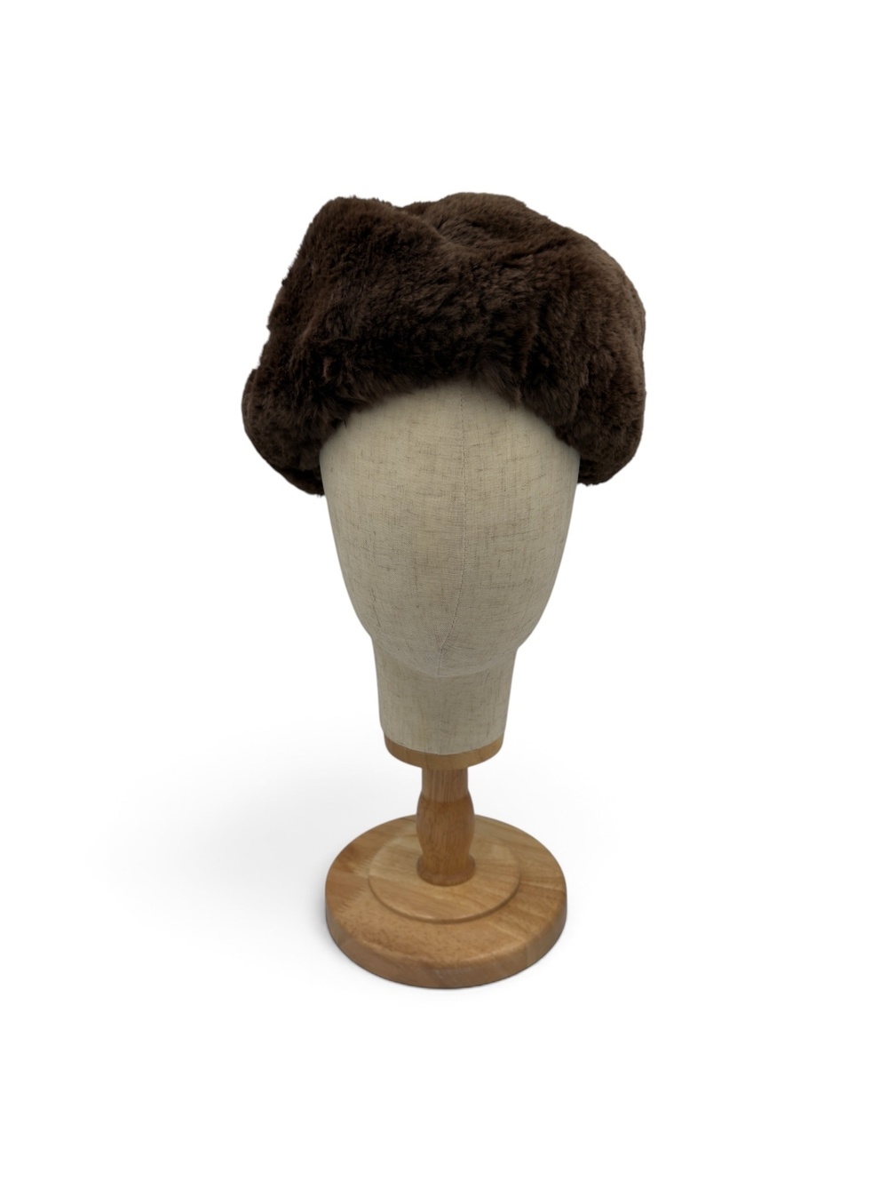 Vintage Lisette Abraham & Straus Brown Faux Fur Beret Hat